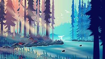 Silent Evening Forest Minimalism , forest, evening, artist, artwork, digital-art, minimalism, minimalist, behance HD wallpaper