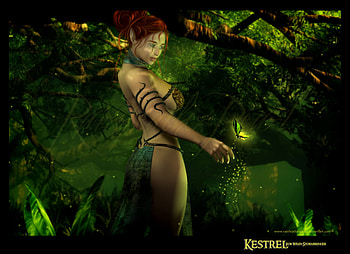 Fantasy, elf, 3d, green HD wallpaper