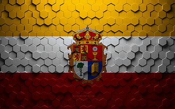 Flag of Cuenca, honeycomb art, Cuenca hexagons flag, Cuenca 3d hexagons art, Cuenca flag HD wallpaper