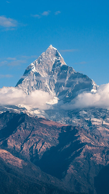 Himalayas , Mountain peak, Clouds mountains, Daylight HD phone wallpaper