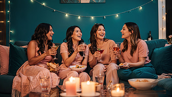 Girls' Night Glow —, Friends, Party, Cocktail, Living Room HD wallpaper