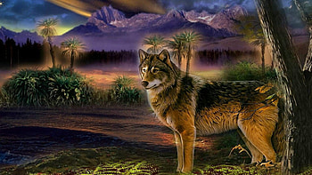 King of the Desert, abstract, graphy, animals, dogs, desert, wolf HD wallpaper