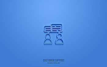 Customer Support 3d icon, blue background, 3d symbols, Customer Support, business icons, 3d icons, Customer Support sign, business 3d icons HD wallpaper