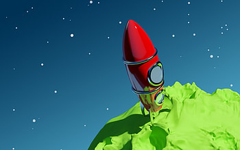 3d red rocket, take off, startup concepts, 3d rocket, 3d earth, take off concepts, startup HD wallpaper