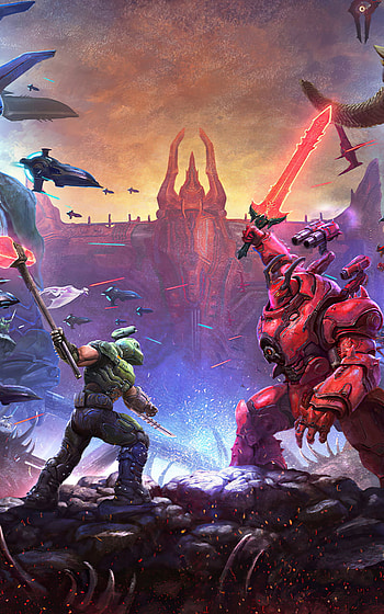 demon, battle, warrior, Doom, video game, DOOM Eternal HD phone wallpaper