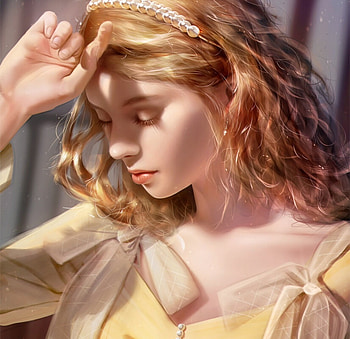 Beauty, frumusete, rueangchaichan, razaras, fantasy, blonde, kittichai, face, girl, portrait HD wallpaper