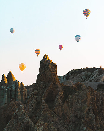 Sky, Balloons, Rocks, Miscellanea, Miscellaneous, Stone HD phone wallpaper