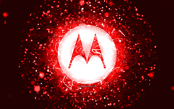 Motorola red logo, , red neon lights, creative, red abstract background, Motorola logo, brands, Motorola HD wallpaper