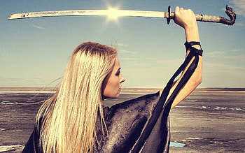 Samurai Girl, samurai, girls, model, sword HD wallpaper
