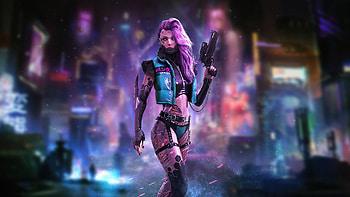 Cyberpunk Tatto Girl With Guns , cyberpunk, tattoo, artist, artwork, digital-art HD wallpaper