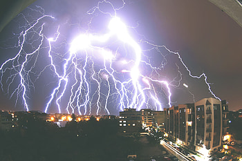 Cities, Sky, Night, Building, Overcast, Mainly Cloudy, Thunderstorm, Storm HD wallpaper