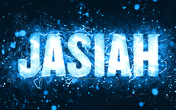 Happy Birtay Jasiah, , blue neon lights, Jasiah name, creative, Jasiah Happy Birtay, Jasiah Birtay, popular american male names, with Jasiah name, Jasiah HD wallpaper