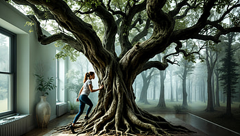 Embrace Nature: Ultra of a Majestic Tree, tree, forest, nature, woman, interior HD wallpaper