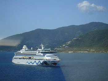 Cruise Ships vacation 03 to Hawaii, blue, white, graphy, beaches, cruise ships, green, sky, mountains, ocean HD wallpaper