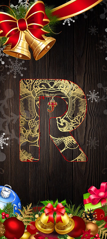 Christmas alphabet R, red, art, latter HD phone wallpaper