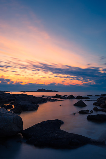 Nature, Stones, Sky, Sea, Shore, Bank, Evening, Mediterranean HD phone wallpaper