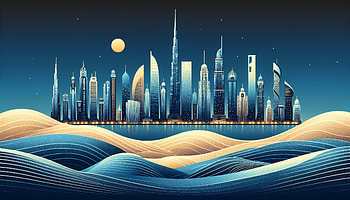 Dubai Skyline Illustration, Dubai, cityscape, skyline, Digital Art, ocean HD wallpaper