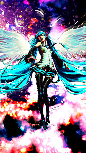 Anime Angel, wings, angel, Hatsune Miku, Anime, Vocaloid HD phone wallpaper