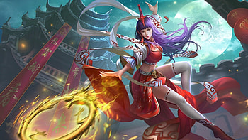 Nian Guardian Moon Queen, blue, art, nian, heroes of newerth, girl, guardian moon, purle, woman, fantasy, yellow, red, game HD wallpaper