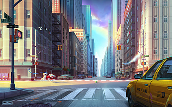 New York Taxi Dog , artist, artwork, artstation, taxi, dog HD wallpaper