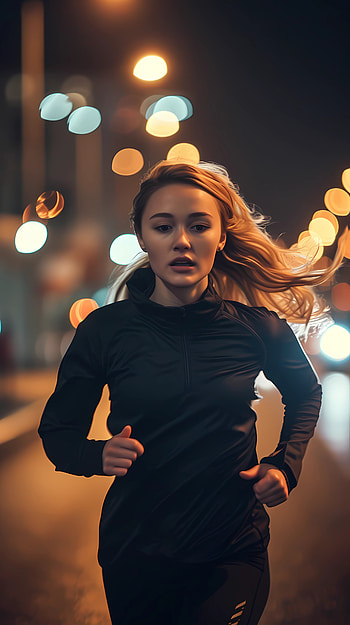Jogger girl, jogging, woman, night, Sports HD phone wallpaper