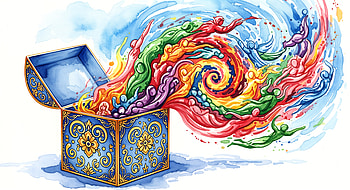Pandora's Box Ultra – Vibrant Mythical Explosion, Pandora's Box, abstract design HD wallpaper