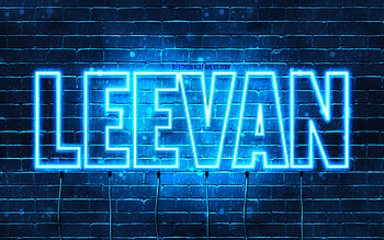 Leevan, , with names, Leevan name, blue neon lights, Happy Birtay Leevan, popular arabic male names, with Leevan name HD wallpaper