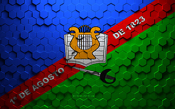 Flag of Caxias, honeycomb art, Caxias hexagons flag, Caxias, 3d hexagons art, Caxias flag HD wallpaper