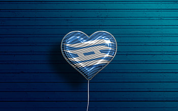I Love Hyogo, , realistic balloons, blue wooden background, Day of Hyogo, japaenese prefectures, flag of Hyogo, Japan, balloon with flag, Prefectures of Japan, Hyogo flag, Hyogo HD wallpaper