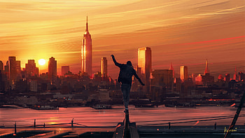 Walking On The Roof Of A Building Artwork, artist, artwork, digital-art HD wallpaper