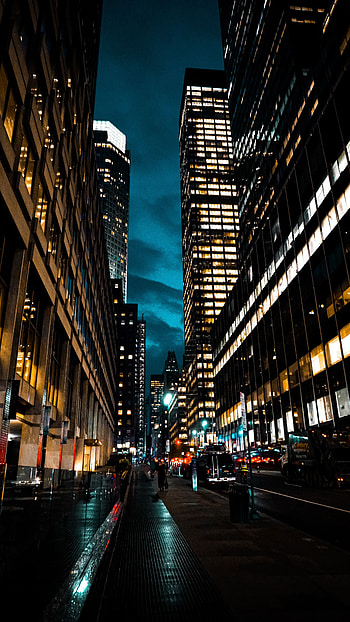 Cities, City, Building, Dark, Skyscrapers, Street HD phone wallpaper