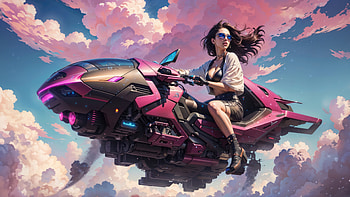 Scifi Girl Jetskiing The Skyways, scifi, artist, artwork, digital-art, deviantart HD wallpaper