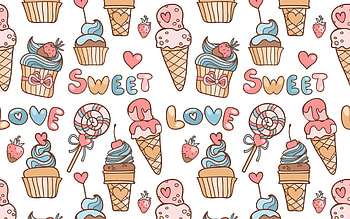 Pattern, white, dessert, ice cream, lollipop, candy, summer, brown, pink, love, icecream, texture, heart, vara, blue, valentine, day, sweet HD wallpaper