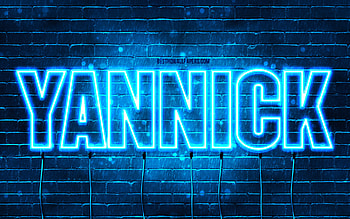 Happy Birtay Yannick, , blue neon lights, Yannick name, creative, Yannick Happy Birtay, Yannick Birtay, popular french male names, with Yannick name, Yannick HD wallpaper
