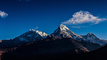 Mountains range, sunny day, blue sky, landscape HD wallpaper