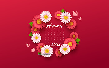 2022 August Calendar, , background with flowers, different flowers, 2022 summer calendars, August, 2022 calendars, August 2022 Calendar HD wallpaper