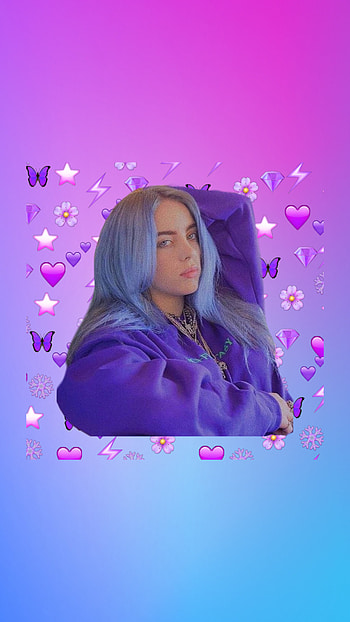 Purple Billie Eilish, singer, cute HD phone wallpaper