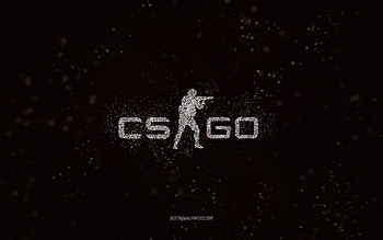 CS GO glitter logo, black background, CS GO logo, Counter-Strike, white glitter art, CS GO, creative art, CS GO white glitter logo, Counter-Strike Global Offensive HD wallpaper