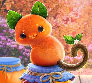 Apricat, summer, pisici, fantasy, art, green, piper thibodeau, cat, orange, vara HD wallpaper