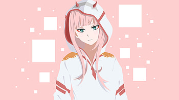 Green Eyes Zero Two In Pink Background Darling in the FranXX HD wallpaper