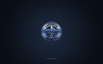 Kagoshima United FC, Japanese football club, blue logo, blue carbon fiber background, J3 League, football, Kagoshima, Japan, Kagoshima United FC logo HD wallpaper