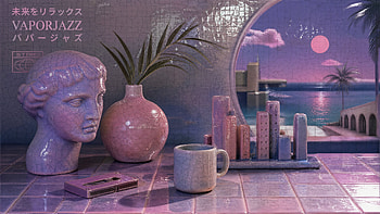 VaporJazz — Neon Seaside Suite, Vaporwave HD wallpaper