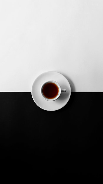 Cup of tea, Black and white, Minimal HD phone wallpaper