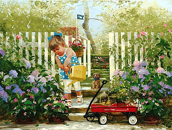 Sweet gardiner, gardiner, garden, girl, flower HD wallpaper