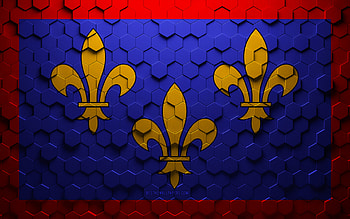 Flag of Anjou, honeycomb art, Anjou hexagons flag, Anjou, 3d hexagons art, Anjou flag HD wallpaper
