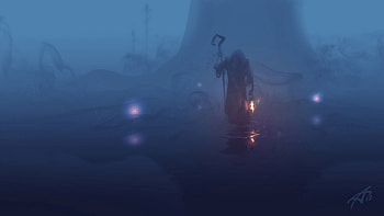 Art, Dark, Fog, Lamp, Gloomy, Wanderer, Mantle HD wallpaper