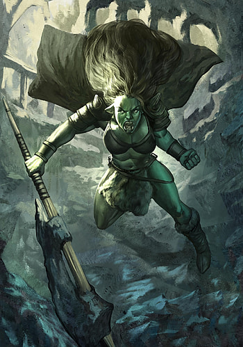 Orcat Zunesh, Female half-orc warrior, Intriguing character, Epic fantasy art HD phone wallpaper