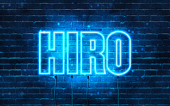 Happy Birtay Hiro, , blue neon lights, Hiro name, creative, Hiro Happy Birtay, Hiro Birtay, popular japanese male names, with Hiro name, Hiro HD wallpaper