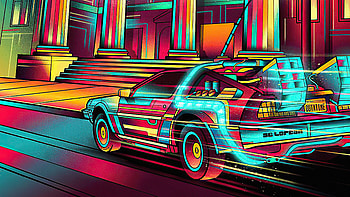 Back To The Future Colorful Delorean, back-to-the-future, delorean, artist, artwork, digital-art HD wallpaper