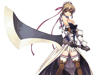 Girl With A Sword, Blonde hair, Warrior, Anime, Original, Cute, Girl, murakami suigun, Sexy, Long Hair, Brown Eyes HD wallpaper